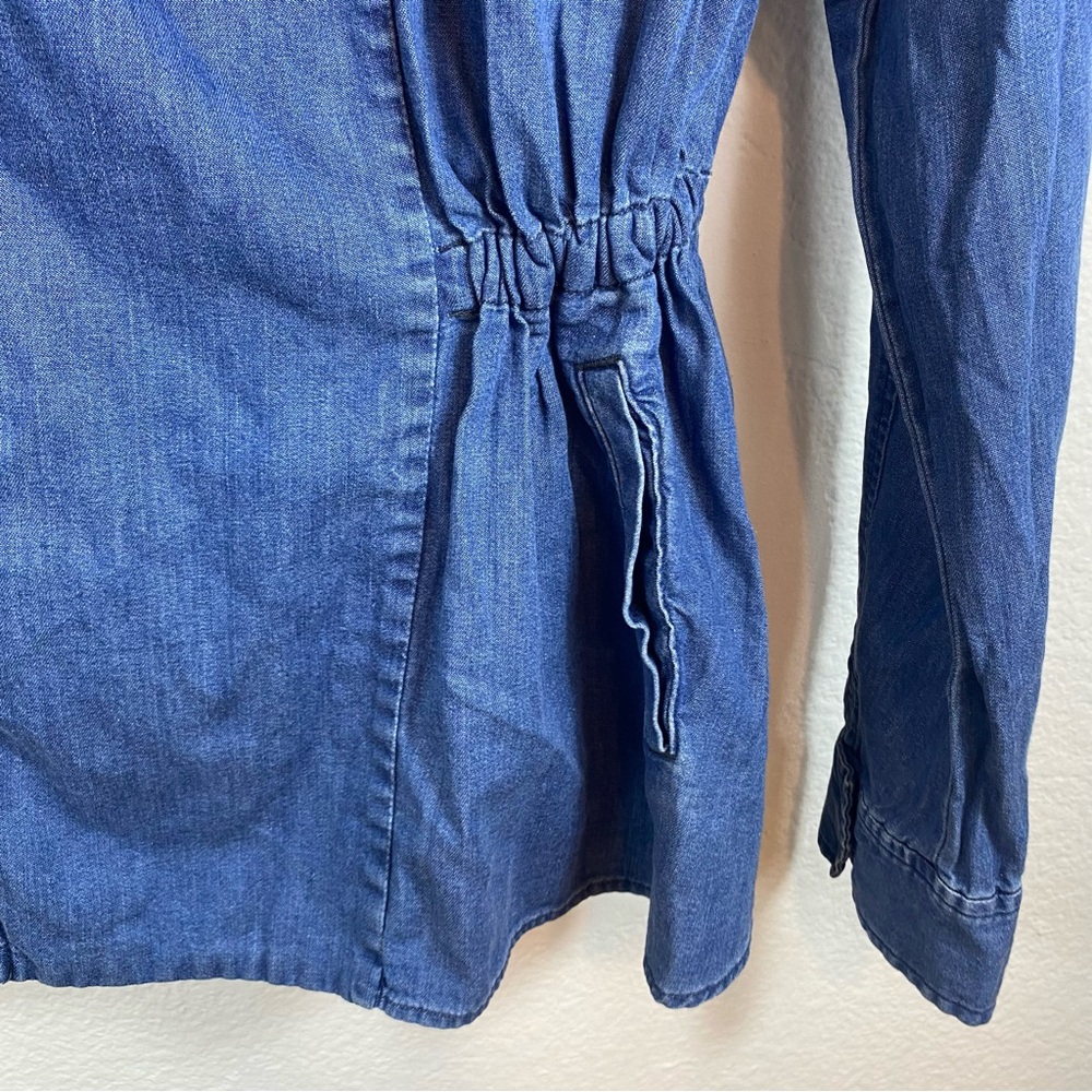 Urban Outfitters Silence + Noise Med Kirra Swing Chambray Denim Waterfall Jacket - Picture 4 of 7